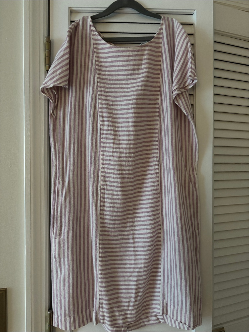 Madewell Striped Mauve and White Casual Tunic Dress